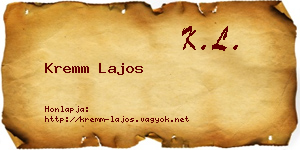 Kremm Lajos névjegykártya